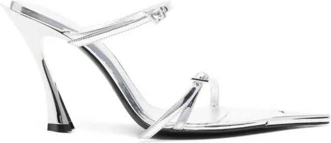 Mugler 95 mm metallic leren sandalen Zilver