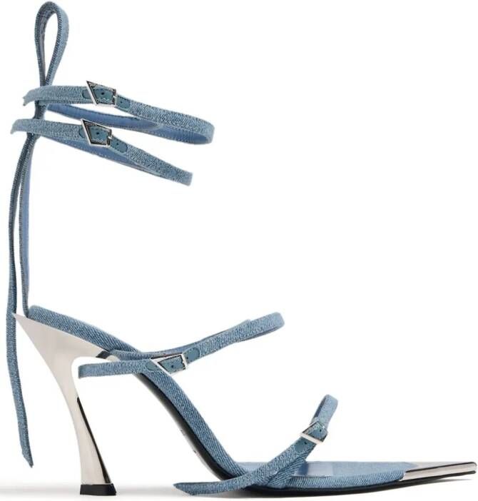 Mugler Fang 95 denim sandalen Blauw