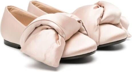 Nº21 Kids Satijnen ballerina's met strikdetail Beige