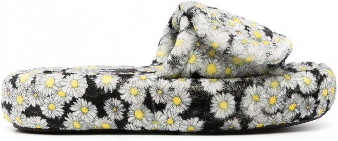 Natasha Zinko Slippers met bloemenprint Zwart