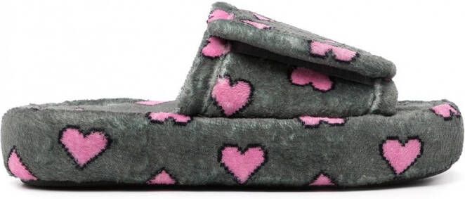 Natasha Zinko Slippers met hartprint Grijs