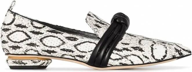 Nicholas Kirkwood Beya loafers met slangenleer-effect Wit