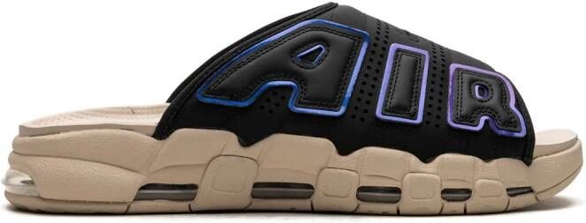 Nike "Air More Uptempo Black Sanddrift Iriserende slippers" Zwart