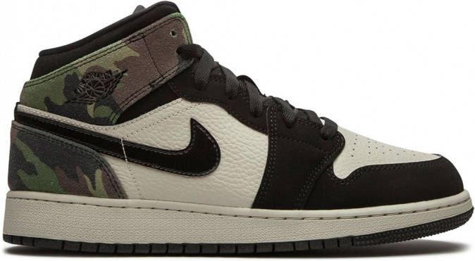 Jordan Kids Air Jordan 1 mid-top sneakers Zwart