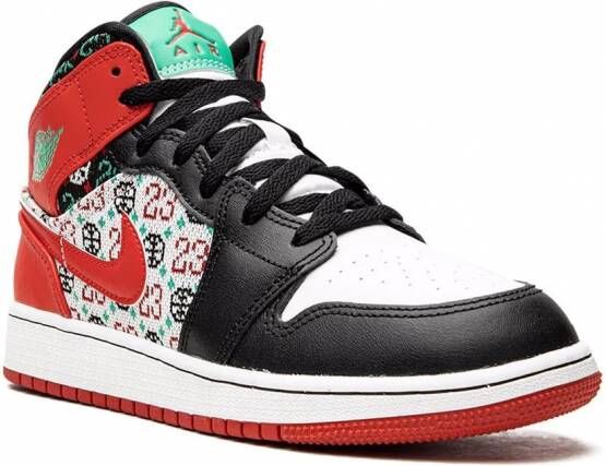 Nike Kids Teen Jordan 1 Mid "Ugly Christmas Sweater" sneakers" Wit