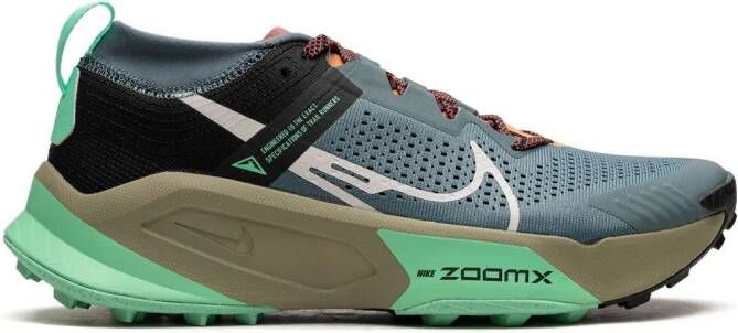 Nike "ZoomX Zegama Trail Light Slate Grey Glow Green Bone Black sneakers" Blauw