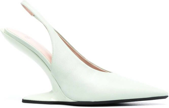 Nº21 Leren slingback pumps Groen