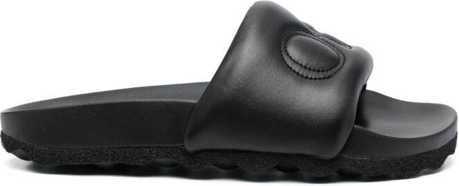 Off-White Slippers Bookish Leather Sponge Slider in zwart