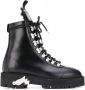 Off White Leather Hiking Boot Dames Zwart - Thumbnail 2