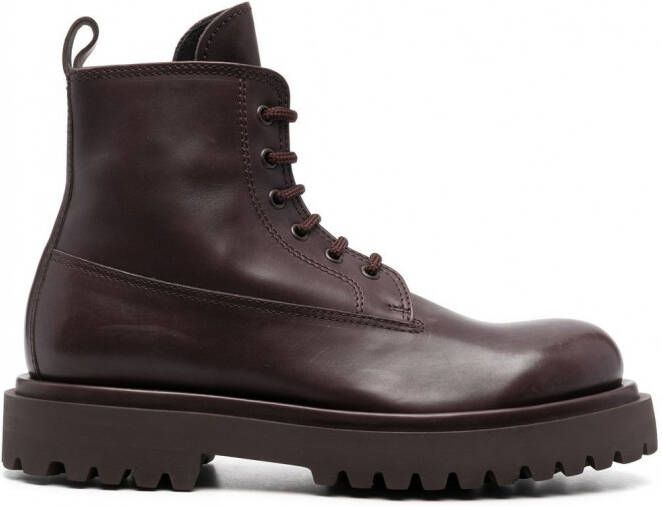 Officine Creative Wisal combat boots met veters Bruin