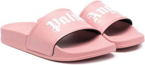 Palm Angels Kids Slippers met logoprint Roze