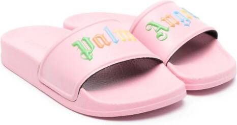 Palm Angels Kids Slippers met logo Roze