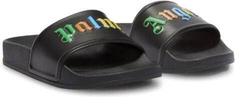 Palm Angels Kids Teenslippers met logoprint Zwart