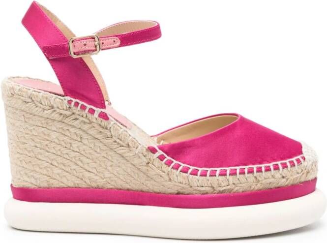 Paloma Barceló 10mm satijnen espadrilles met sleehak Beige