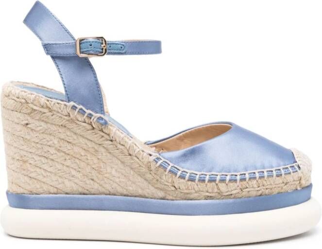 Paloma Barceló 10mm satijnen espadrilles met sleehak Blauw