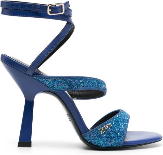 Patrizia Pepe 100mm sandalen met glitter Blauw