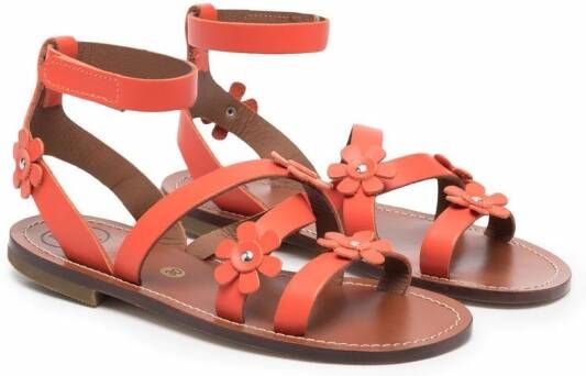 Pépé Kids Rouge sandalen met bloe applicatie Oranje