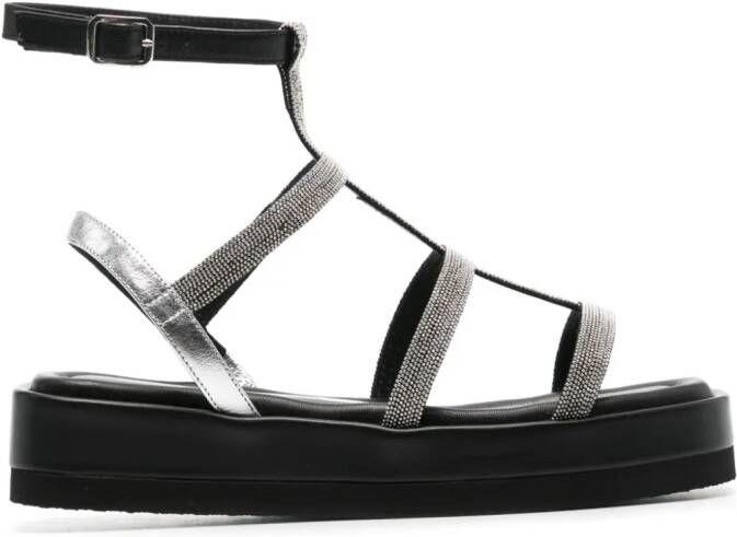 Peserico Leren sandalen met kralen Zwart