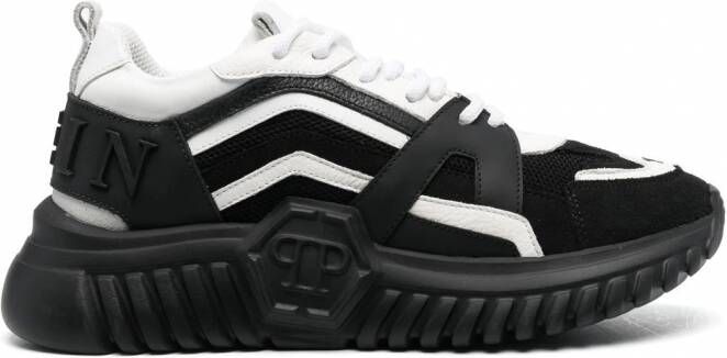 Philipp Plein Bicolor Hexagon hardloopsneakers Zwart