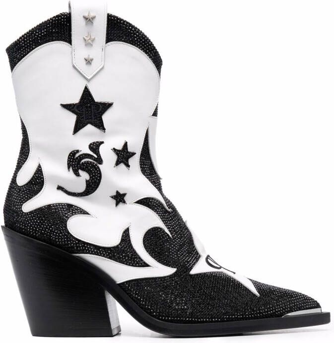 Philipp Plein Cowboylaarzen met bandjes Zwart