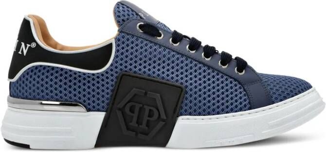Philipp Plein Hexagon sneakers met metallic-effect Blauw