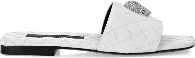 Philipp Plein Leren slippers Wit