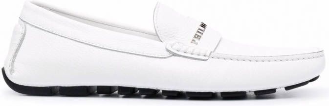 Philipp Plein Loafers met logoplakkaat Wit