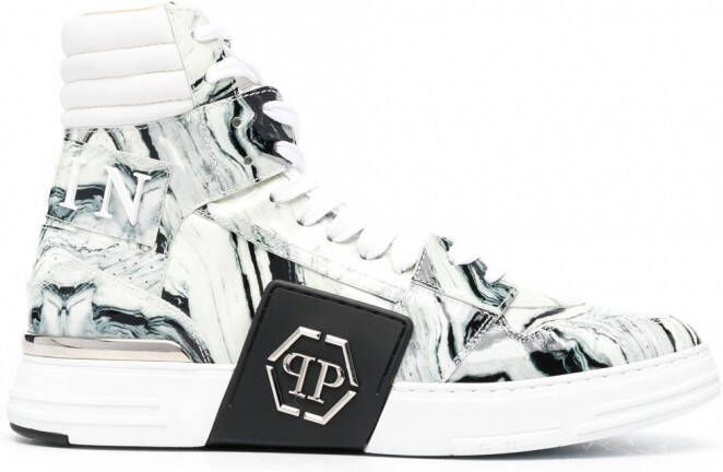 Philipp Plein Marble high-top sneakers Wit