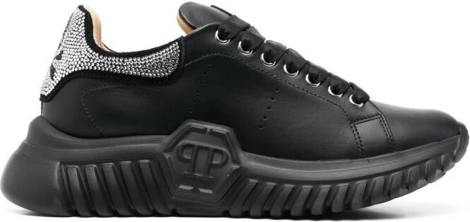 Philipp Plein Skull Bones leren sneakers Zwart