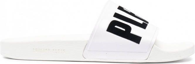 Philipp Plein Slippers met logoprint Wit