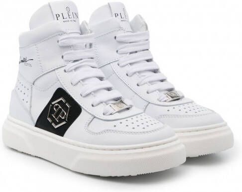 Philipp Plein Junior Sneakers met logoprint Wit