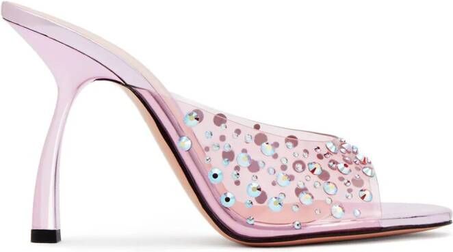 Pīferi Tiana 100mm crystal-embellished mules Roze