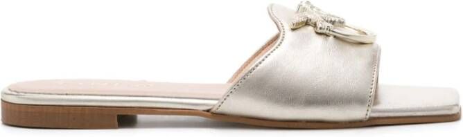 PINKO Love Birds slippers met plakkaat Goud