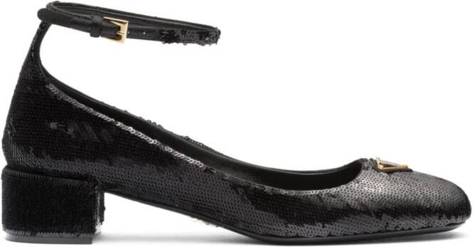 Prada 35 mm pumps met logo Zwart