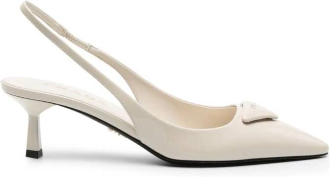 Prada 55mm leren slingback pumps Wit