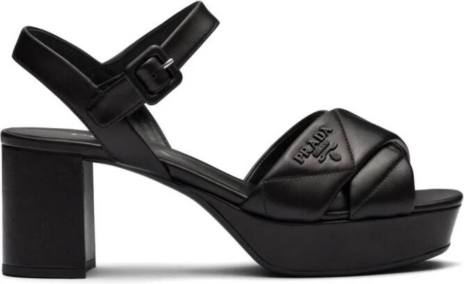 Prada Sandalen met plateauzool 65 mm Zwart