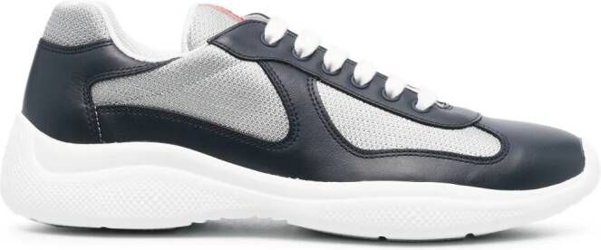 Prada Americas Cup sneakers in blauw en zilver