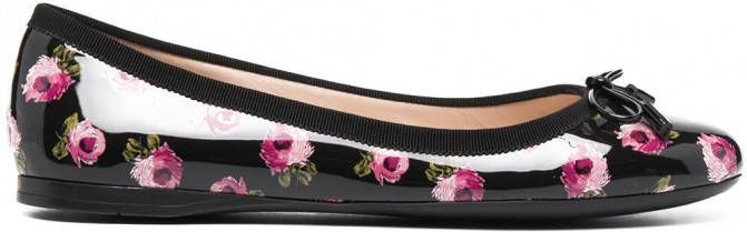 Prada Ballerina's met bloemenprint Zwart