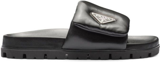 Prada Gewatteerde slippers Zwart