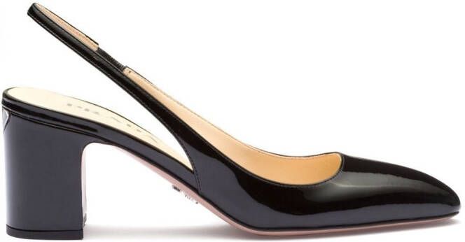 Prada Lakleren slingback pumps Zwart