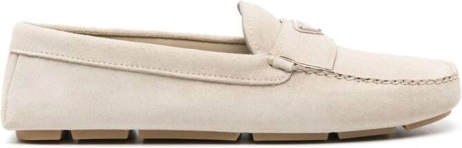 Prada Loafers met logo Beige