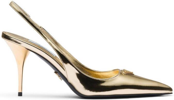 Prada Metallic slingback pumps Goud