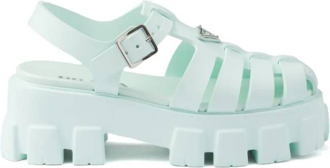 Prada Monolith 55mm sandalen met plateauzool Blauw