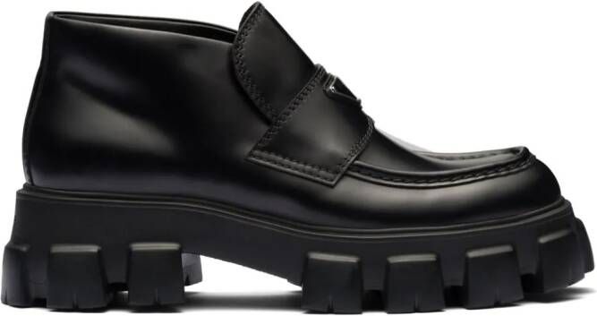 Prada Monolith leren loafers Zwart