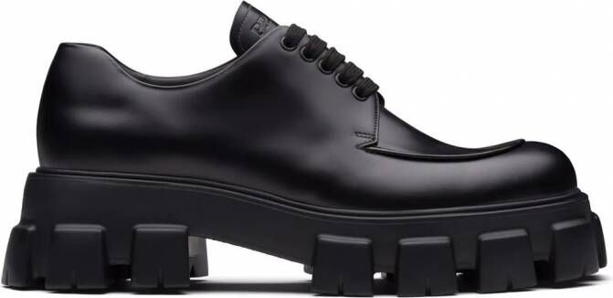 Prada Monolith leren veterschoenen Zwart