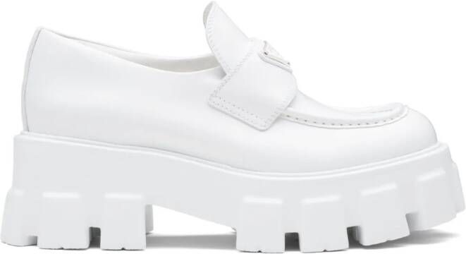 Prada Moonlith geborstelde leren loafers Wit