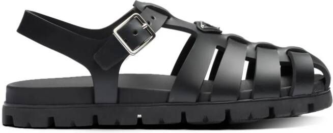 Prada Sandalen met logo Zwart