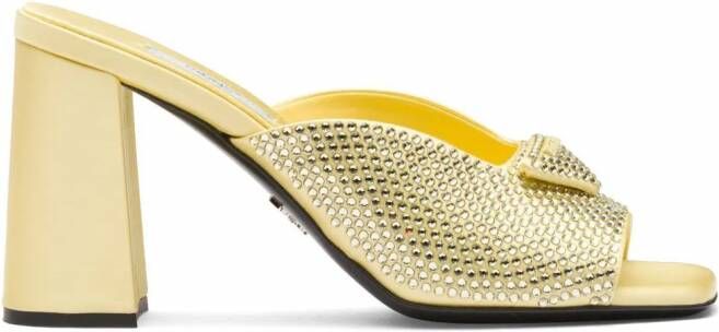 Prada satijnen slippers Geel