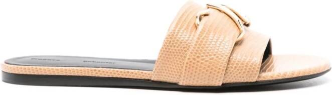 Proenza Schouler Leren slippers met monogram Beige