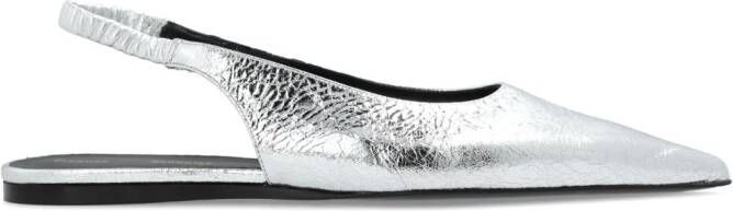 Proenza Schouler Leren ballerina's met puntige neus Zilver